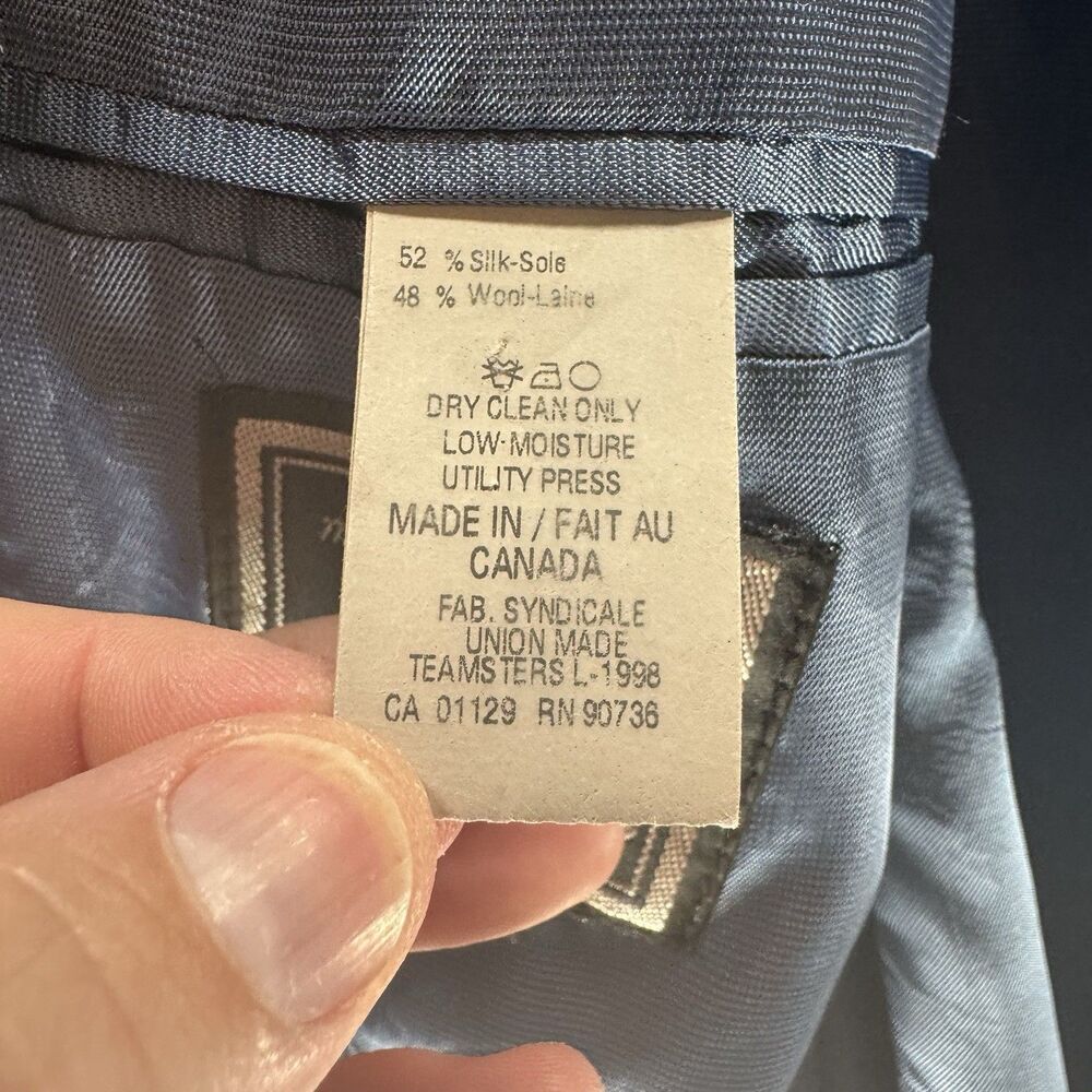 Vintage Ralph Ralph Lauren Blazer Men 48 Gray Wool Silk Union Made Double RL RRL - Picture 10 of 16